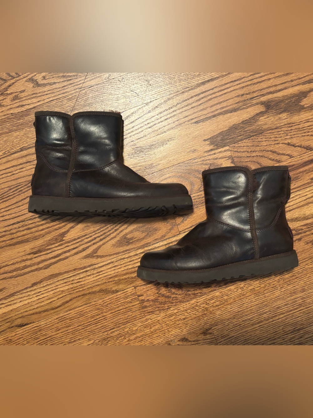 UGG Cory Dark Brown Leather Classic Slim Boots Slim Fit Ankle Booties